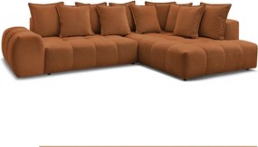 Divano angolare color terracotta allungabile e con contenitore (penisola a destra/a L) con rivestimento in ciniglia Everest – Bobochic Paris