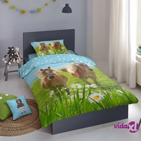 Good Morning Copripiumino per Bambini Horses 140x200/220 cm