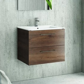 Mobiletto bagno 60 cm lavabo incasso e due cassetti NEL-60 - KAMALU