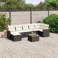 Set Divani da Giardino con Cuscini 8 pz Nero in Polyrattan 3265319