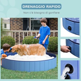 Piscina Pieghevole per Cani in PVC Azzurro Ø160x30h cm...