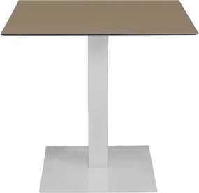 Tavolo bar pub ristorante 80x80 cm per esterno base bianca piano HPL Tortora H 74