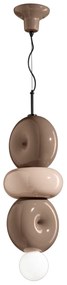 Sospensione Vintage Decò Bumbum 1+2 Elementi Ceramica Crema E Grigio 1 Luce E27