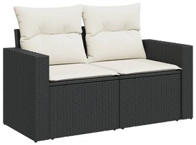 Set divano da giardino 6 pz con cuscini nero in polyrattan