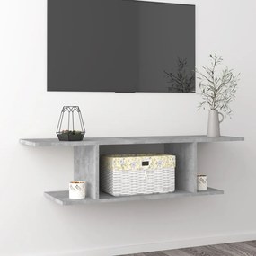 Armadietto a parete per tv grigio cemento 103x30x26,5 cm