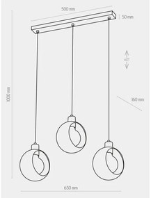 Lampadario a sospensione con filo CYKLOP 3xE27/60W/230V bianco
