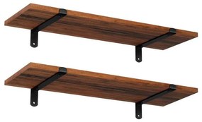 Set di 2 mensole da parete SHELFY marrone/nero