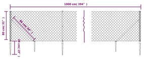 Recinzione a Rete con Picchetti Ancoraggio Antracite 0,8x10 m