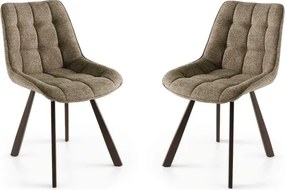 Sedia da cucina in tessuto Marrone gambe metallo FRIEDIC set 2 pz