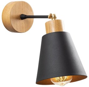 Lampada da parete in nero e naturale ø 14 cm Manavgat - Opviq lights