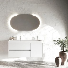 Mobile bagno sospeso con lavabo L 120 x H 51 x P 40 cm bianco in mdf, 1 anta 2 cassetti per vasca centrale Portofino