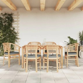 Set Da Pranzo Da Giardino 7 Pz İn Legno Massello Di Teak /