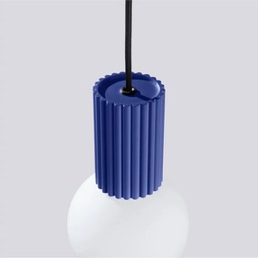 Lampadario blu scuro con paralume in vetro ø 12 cm Orbital – Sollux