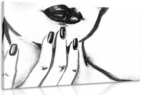 Stampa su tela – Ritratto di donna in acquerello in bianco e nero