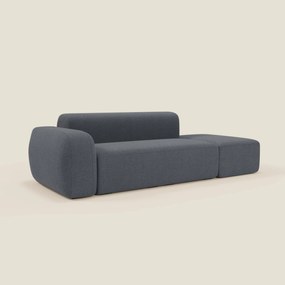 BonBon Divano modulare componibile – Composizione con pouf terminale in tessuto smacchiabile T23 blu grafite