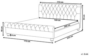 Letto matrimoniale in velluto beige stile chesterfield 160x200cm AVALLON Beliani