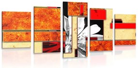 Quadri 5 pezzi – Astrazione floreale arancione