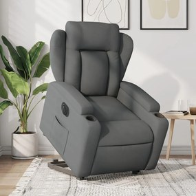 Poltrona Alzapersona Reclinabile Elettrica Grigio Scuro Tessuto /