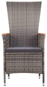 Set mobili da pranzo per giardino 7 pz in polyrattan grigio