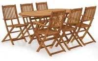 Set da Pranzo da Giardino 7 pz Pieghevole in Massello di Acacia cod mxl 52565