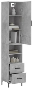 Credenza Grigio Cemento 34,5x34x180 cm in Legno Multistrato