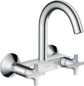 Gruppo Lavello Monoforo a Parete 2 maniglie 1 Jet Cromo Hansgrohe Logis M32 Classic 71286000