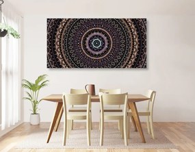 Quadro su tela – Mandala con motivo solare in sfumature viola