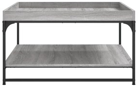 Tavolino grigio sonoma 80x80x45 cm in legno multistrato e ferro