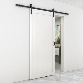 Porta scorrevole reversibile Oregon in mdf bianco, L 96 x H 211.5 cm, con binario Country nero