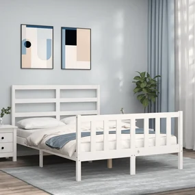 Giroletto con testiera bianco 140x190 cm in legno massello