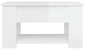 Tavolino da Salotto Bianco Lucido 79x49x41 cm Legno Multistrato