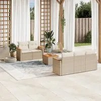 Set Divano da Giardino 6 pz con Cuscini Beige in Polyrattan 3225785