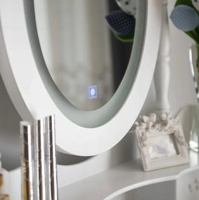 Toeletta vintage con specchio girevole e illuminazione a LED