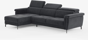 Capri Divano letto angolare con penisola contenitore e poggiatesta reclinabili - elegante tessuto smacchiabile T30