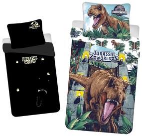 Biancheria da letto per bambini in cotone con effetto luminoso Jurassic World, 140 x 200 cm Jurský svět - Jerry Fabrics