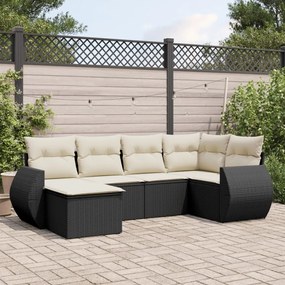 Set divano da giardino 6 pz con cuscini nero in polyrattan