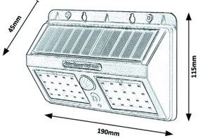 Rabalux 7881 - Lampada da parete solare LED con sensore IP44
