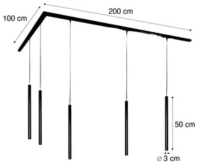 Sistema di illuminazione a binario moderno con 5 luci a sospensione bronzo scuro 1 fase - Iconic Frini