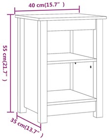 Comodino Nero 40x35x55 cm in Legno Massello di Pino