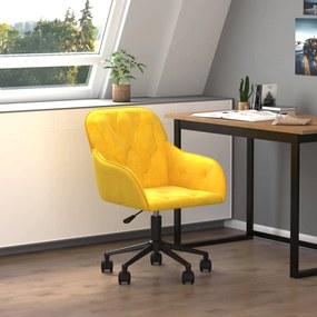 Sedia Da Ufficio Girevole Gialla İn Velluto /