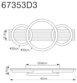 Globo 67353D3 - Plafoniera LED TISHA LED/24W/230V 3000K 30x62 cm