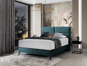 Letto matrimoniale boxspring Svezia - 160 x 200 cm , Tessuto azzurro