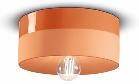 Plafoniera Media Vintage Decò Pi Ceramica Arancio Pesca 1 Luce E27
