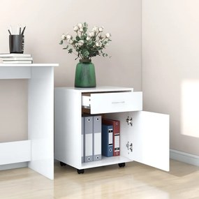 Mobiletto con rotelle bianco 45x38x54cm in legno ingegnerizzato