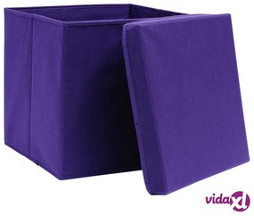 vidaXL Scatole Portaoggetti con Coperchi 4pz Viola 32x32x32cm Tessuto
