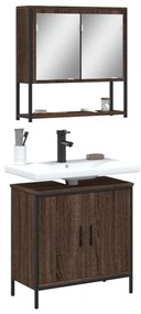 Set Mobili Da Bagno 2 Pz Rovere Marrone İn Legno Multistrato /