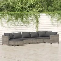 Set Divani da Giardino 7 pz con Cuscini in Polyrattan Grigio 3187293