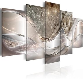 Quadro  Sparkling Dandelions (5 Parts) Beige Wide  Colore Argento, Dimensioni e Misure 100x50