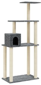 Albero per gatti con tiragraffi in sisal grigio scuro 147 cm