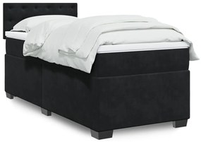 Giroletto A Molle Con Materasso Nero 100x200 Cm İn Velluto /